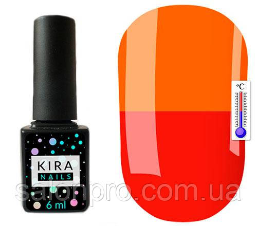 Термо гель-лак Kira Nails №T08 (приглушений червоний, при нагріванні кислотно-оранжевий), 6 мл