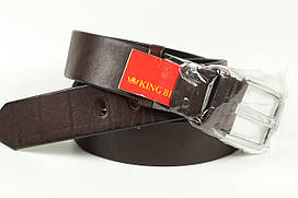 Ремінь шкіряний джинсовий коричневий King Belts 45 мм гладкий