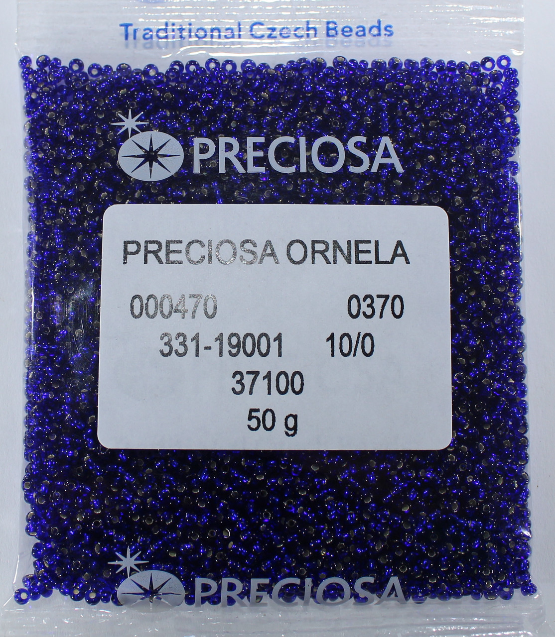 Бісер 10/0, No37100 синій, срібна серединка (пап.50 грамів)