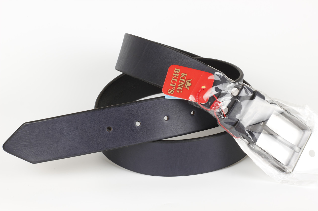 Ремінь шкіряний джинсовий синій King Belts 45 мм
