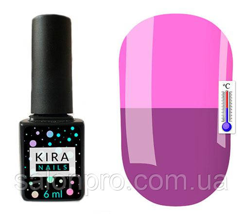 Термо гель-лак Kira Nails №T19 (фіолетовий, при нагріванні приглушений рожевий), 6 мл