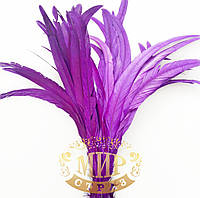 Перо петуха (выберите длинну), ширина 2,5см, цвет Purple, 1шт