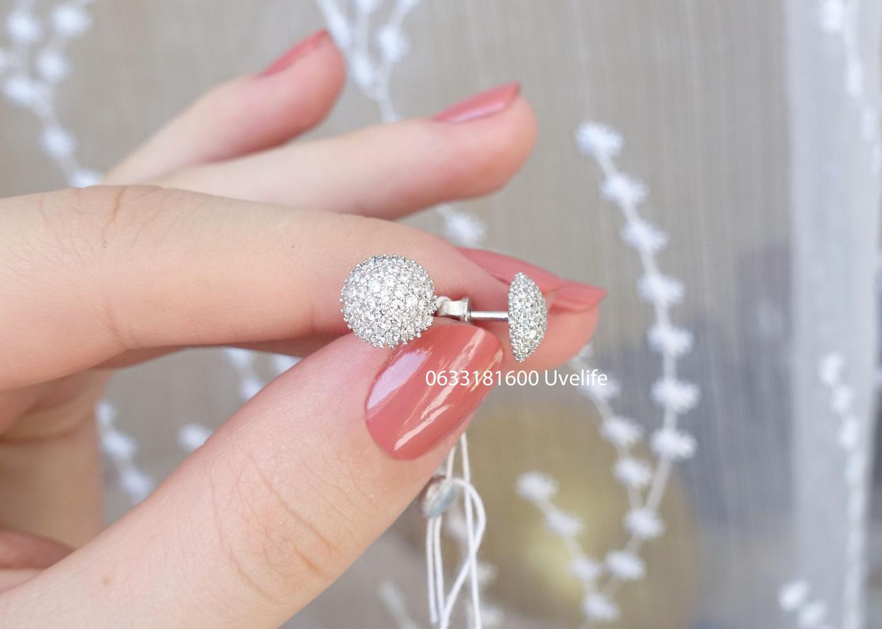 Срібні гвоздики з розсипом каміння, фото 1