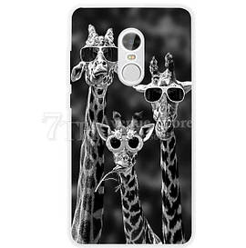 Чохол силіконовий для Xiaomi Redmi Note 4x з картинкою три жирафа