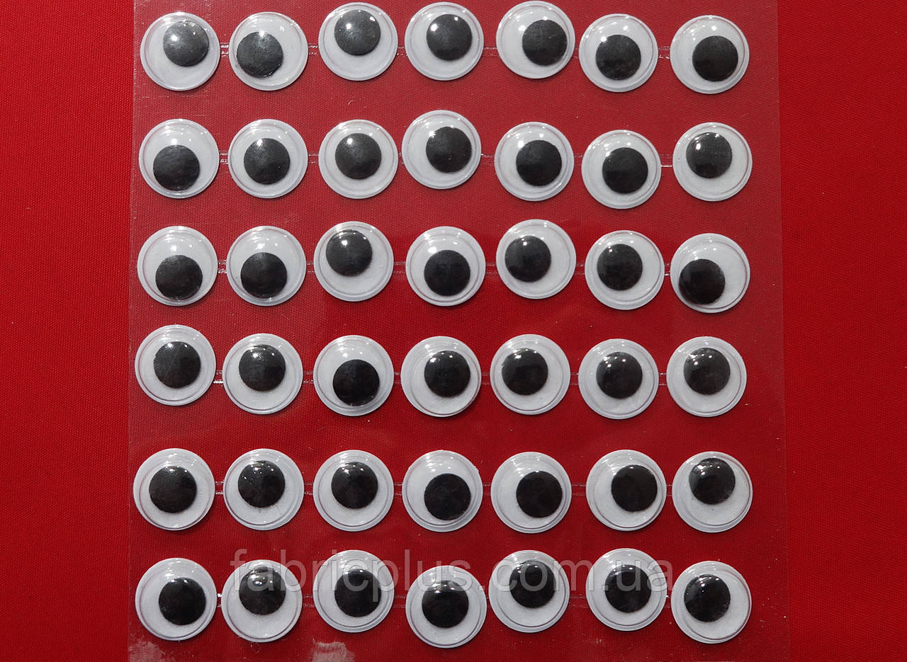 Глазки клеевые (12 мм) черно-белые на стикере - фото 1 - id-p690701431
