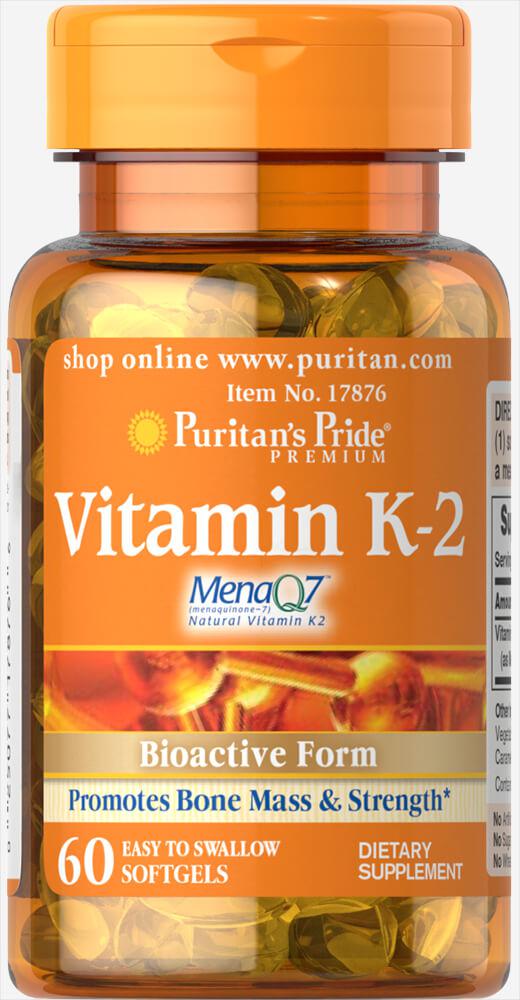 Витамин К-2, Vitamin K-2 (MenaQ7) 50 mcg, Puritan's Pride, 60 капсул ...