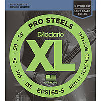 Струны для бас гитары D'Addario EPS165-5 XL Pro Steels Red LT Top / Med Bottom 5 (.45 - .135)