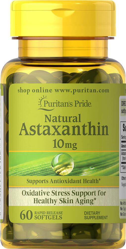 Астаксантин натуральний, Natural Astaxanthin 10 mg, Puritan's Pride, 60 капсул