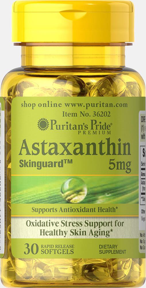 Астаксантин натуральний, Natural Astaxanthin 5 mg, Puritan's Pride, 30 капсул