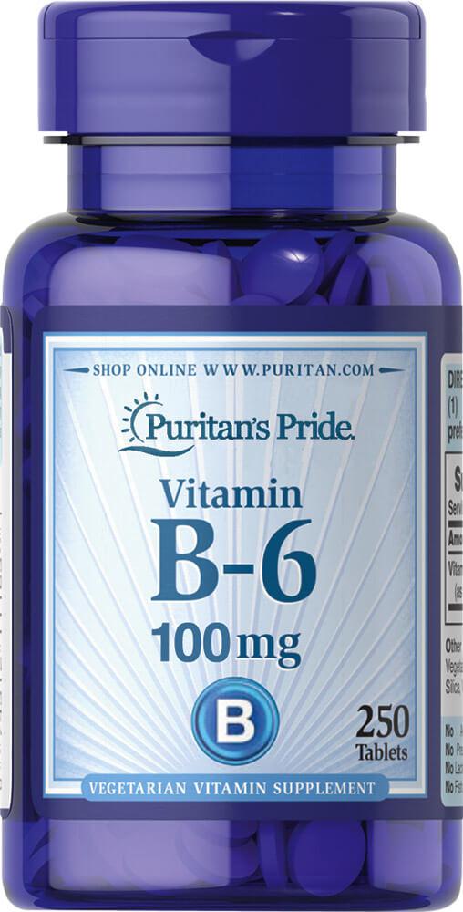 Вітамін В-6 Піридоксин, Vitamin B-6 100 mg, Puritan's Pride, 250 таблеток