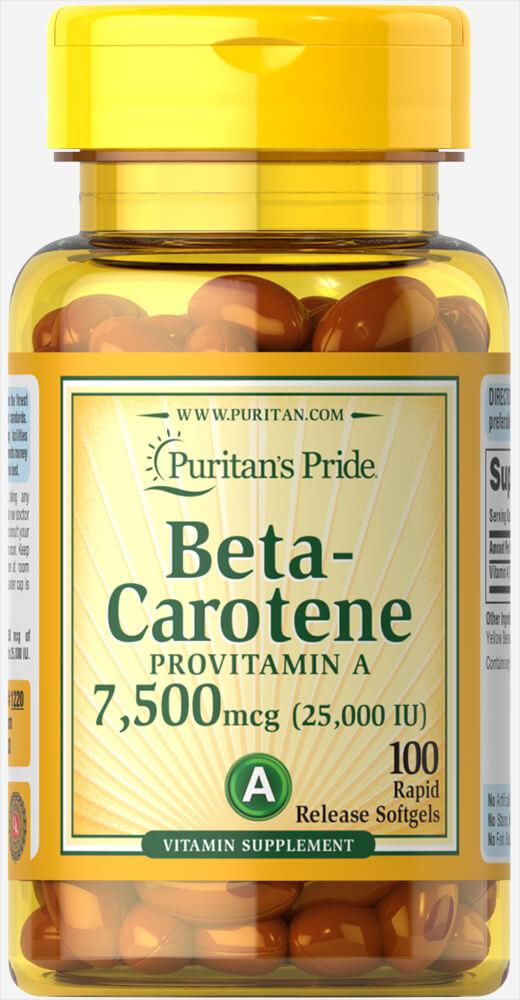 Бета-Каротин, Beta-Carotene 25,000 IU, Puritan's Pride, 100 капсул