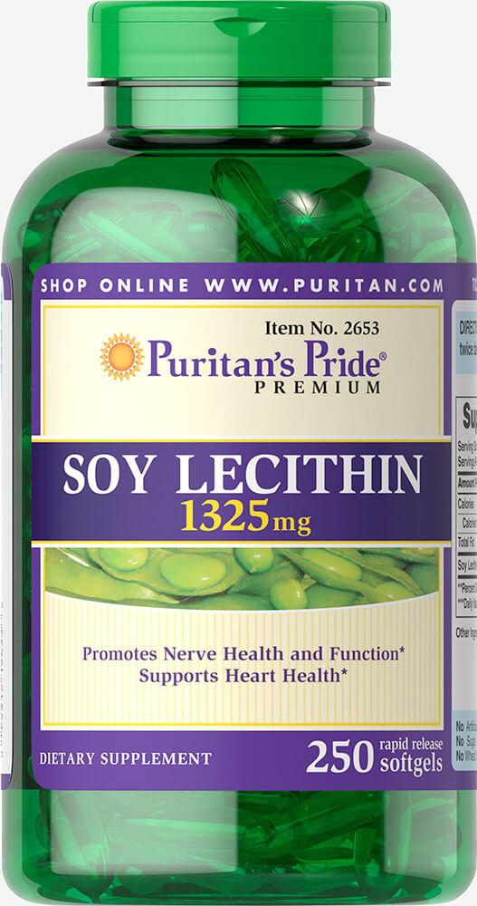 Лецитин соєвий, Soy Lecithin 1325 mg, Puritan's Pride, 250 капсул