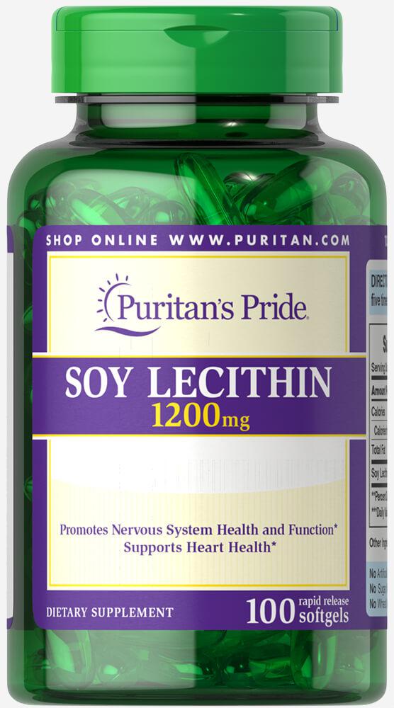 Лецитин соєвий, Soy Lecithin 1200 mg, Puritan's Pride, 100 капсул