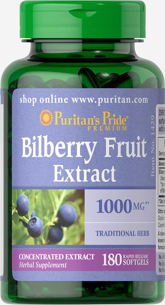 Чорниця в капсулах, Bilberry 1000 mg, Puritan's Pride, 180 капсул