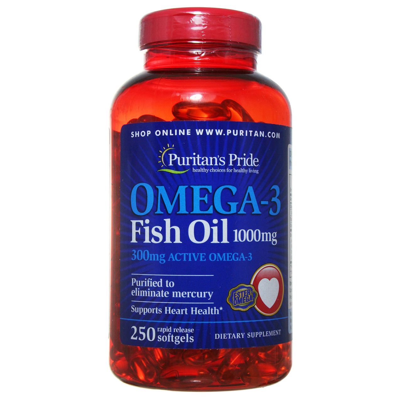 Омега-3 Риб'ячий жир Omega-3, Puritan's Pride, 1000 мг, 250 капсул