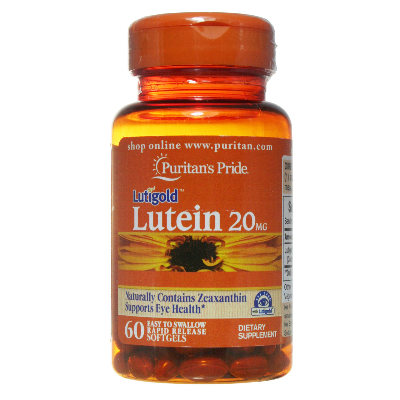 Лютеїн з зеаксантином вітаміни для очей, Lutein with Zeaxanthin, Puritan's Pride, 20 мг, 60 капсул