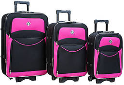 Набір валіз на колесах Bonro Style Чорно-рожевий 3 штуки R_0535