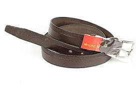 Ремінь шкіряний коричневий брючний King Belts 35 мм з тисненням