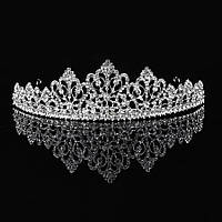 Весільна діадема, корона, тіара на голову для нареченої посріблення 47118с