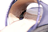 Жіночі сині шкіряні шльопанці шльопанці на низькому ходу, фото 6