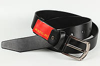 Ремень кожаный брючный черный King Belts 40 мм гладкий R002