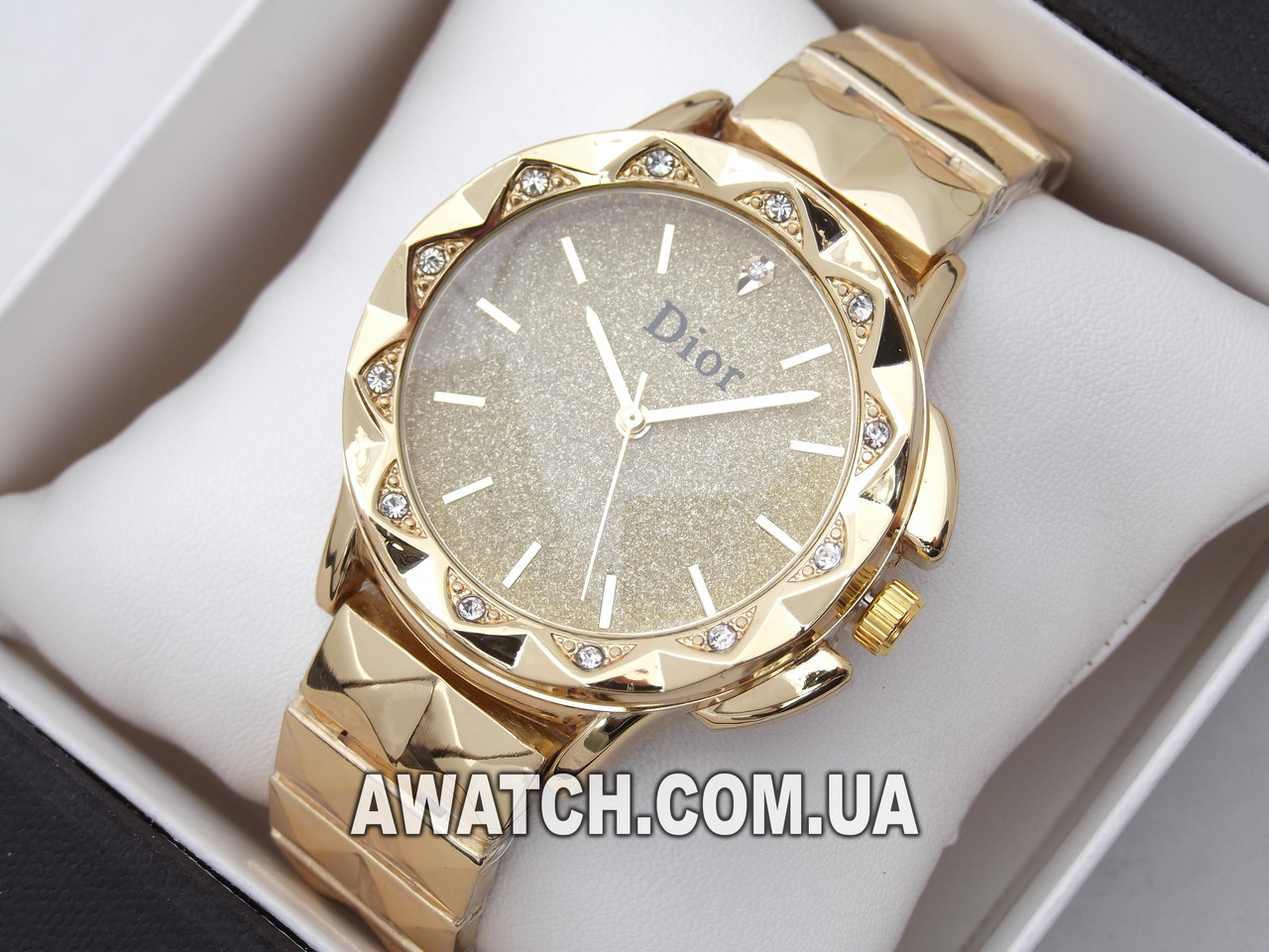 Женские кварцевые наручные часы Dior B174 / Диор на металлическом браслете золотистого цвета - фото 2 - id-p690875991