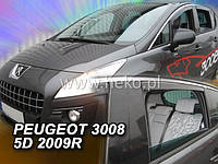 Дефлекторы окон (ветровики) Peugeot 3008 2009->2016 5D 4шт (Heko)