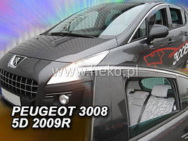 Дефлектори вікон (вітровики) Peugeot 3008 2009->2016 5D 4шт (Heko)