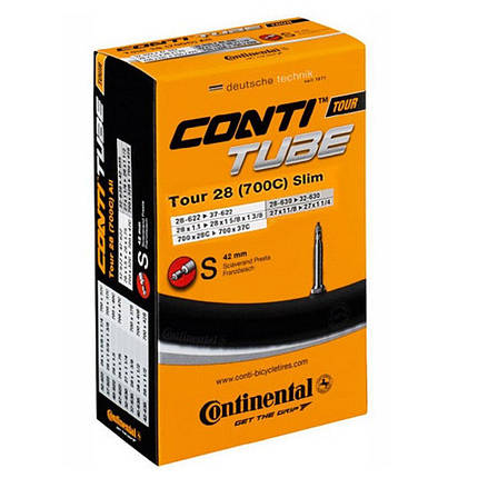 Камера для велосипеда Continental Tour 28" slim, 28-609 -> 32-630, S42, 210 г, фото 1