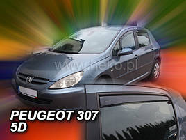 Дефлектори вікон (вітровики) Peugeot 307 2001-> 5D Hatchback 4шт (Heko)