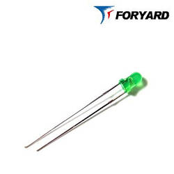 Світлодіод Зелений 3 мм. FYL-3014 GD 570nm, 15mcd (круглий, матовий), 60 ° FORYARD