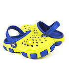 Дитячі легкі крокси з піни, шльопанці жовті з синім для хлопчиків і дівчаток, фото 2