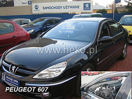 Дефлектори вікон (вітровики) Peugeot 607 1999-2010 Sedan (вставні, 2 шт.) (HEKO)