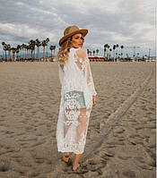 Солнцезащитная одежда удлиненный кружевной кардиган пляжная мода