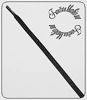 Шнурок черный 70 см плоский узкий 4 мм.