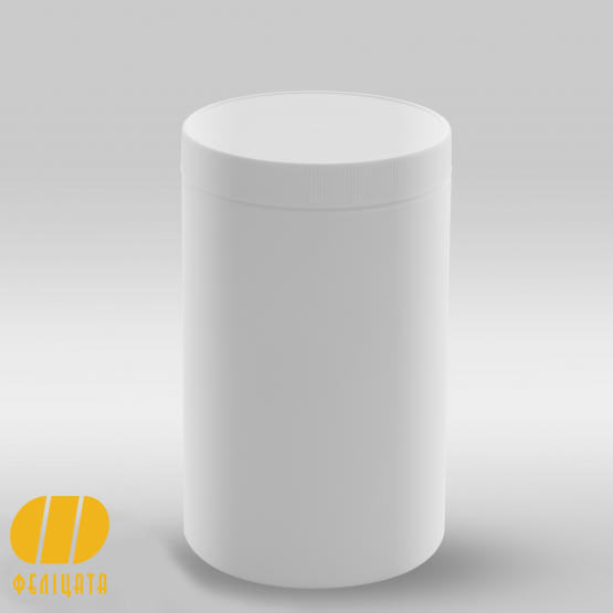 ПЕТ банка 1300 мл біла, HDPE, з кришкою з рифленням