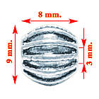 Набір 5 шт Намистини 9 мм Бочонок Ребро, Колір Срібний, Отвір 3,5 мм, Рукоділля, Фурнітура, фото 2