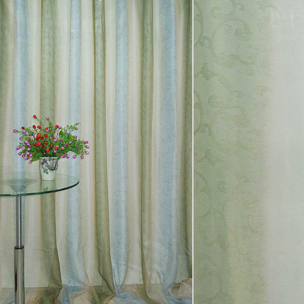 Вуаль тюль шифон лазерний малюнок вензель, принт веселка бежева, зелена, блакитна, ш.270