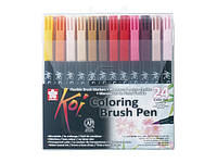 Набор маркеров Koi Coloring Brush Pen, 24цв., Sakura XBR-24