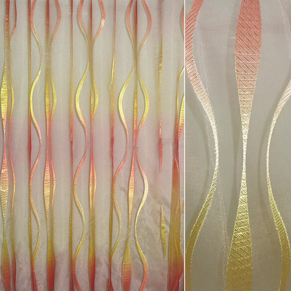 Органза жакардова тюль смуги кучеряве веселка, гірчично-руда, ш.270