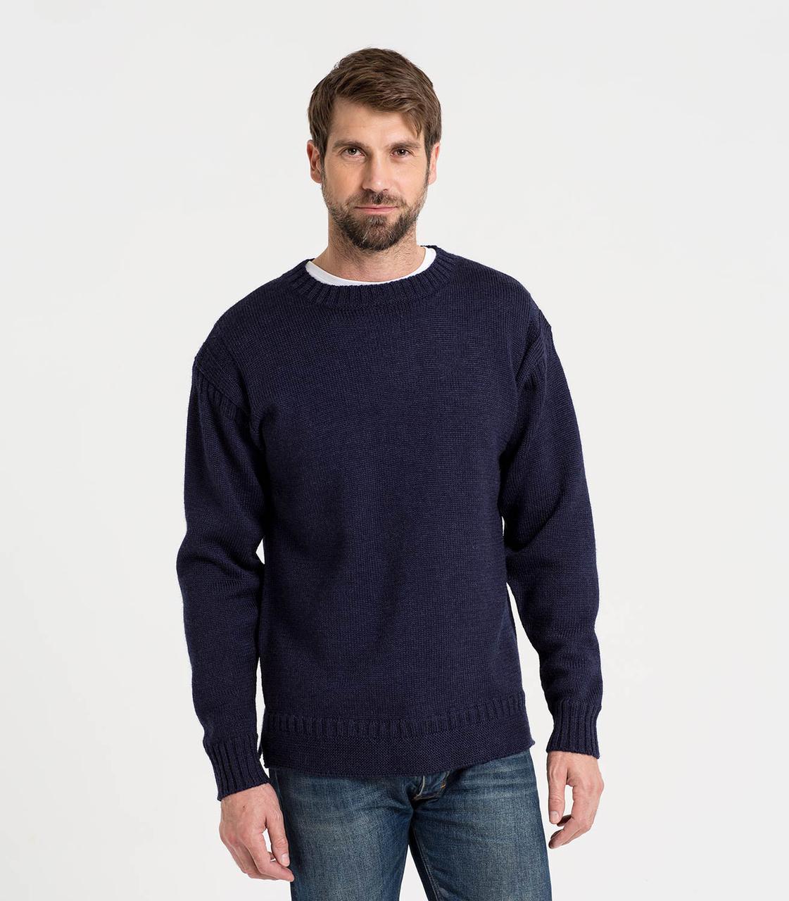 Светр зі 100% натуральної вовни Woloovers Guernsey Jersey Navy L, фото 1