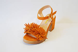 Жовтогарячі замшеві босоніжки Evromoda 37 розмір, фото 2