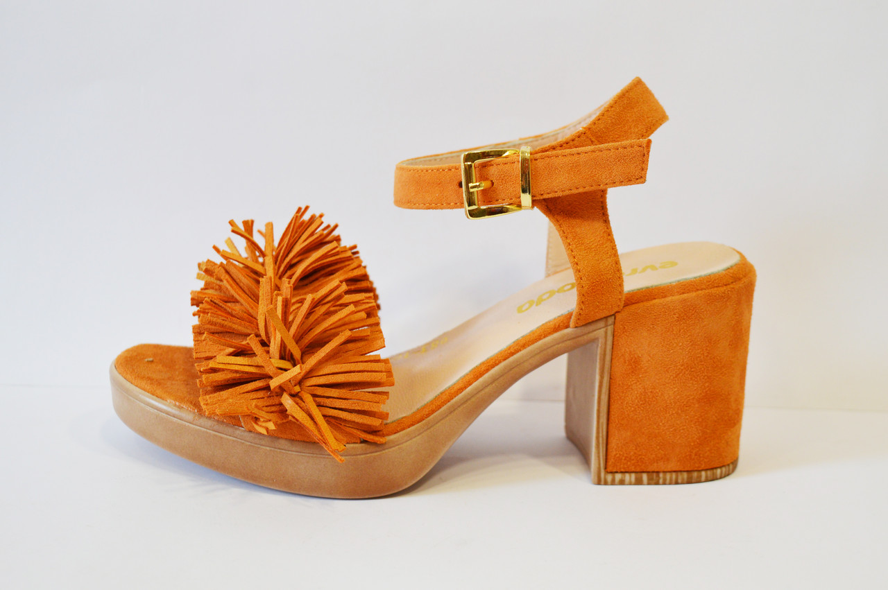 Жовтогарячі замшеві босоніжки Evromoda 37 розмір