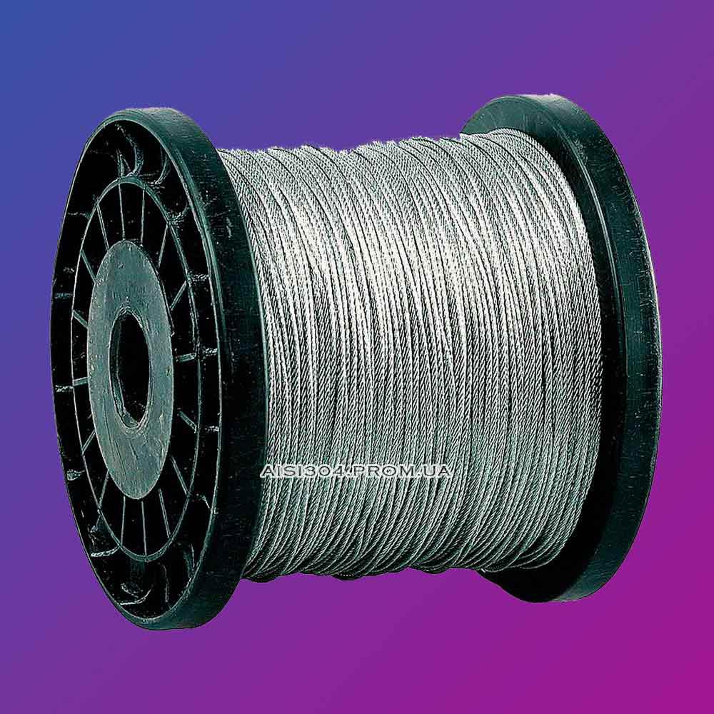 Нержавіючий трос 1 мм A2 (7х7) AISI 304, фото 1