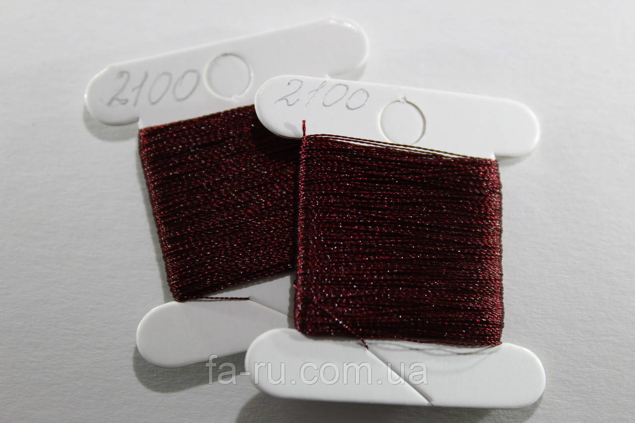 Нитка для бісеру Лантан (Lantan). №2100. 30 метрів коричнево-бордовий, фото 1