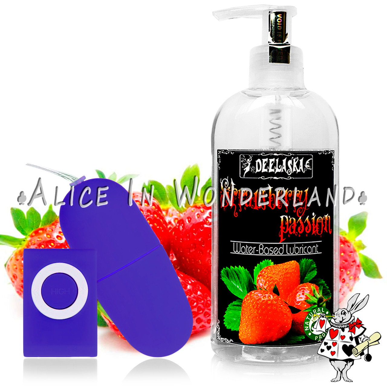 Секс-набір іграшка для жінок синього кольору + лубрикант Strawberry passion 200ml