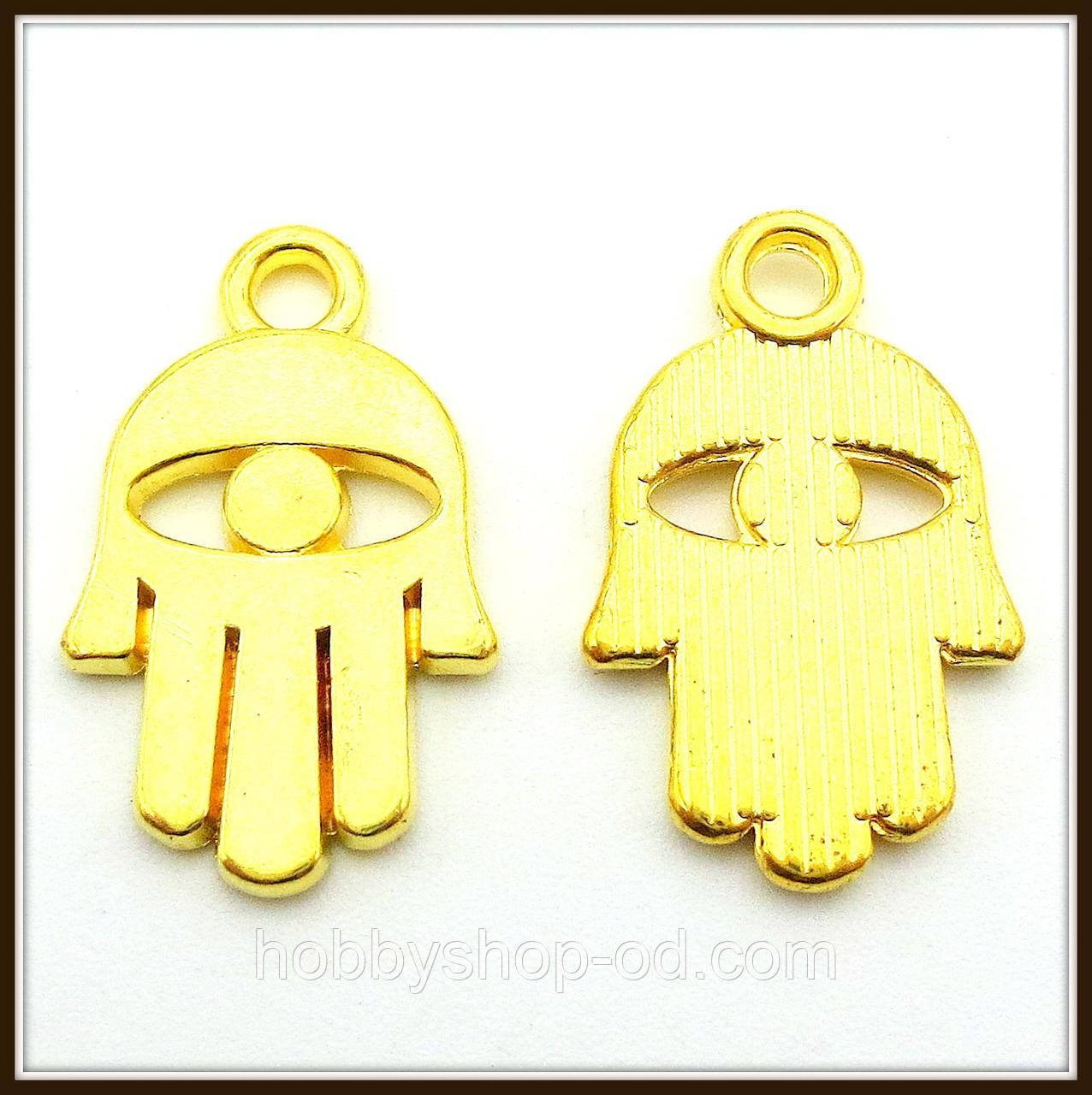 Метал. підвіска "Хамса (рука Фатіми)" золото (1,9х1,2 см) 12 шт. в уп., фото 1