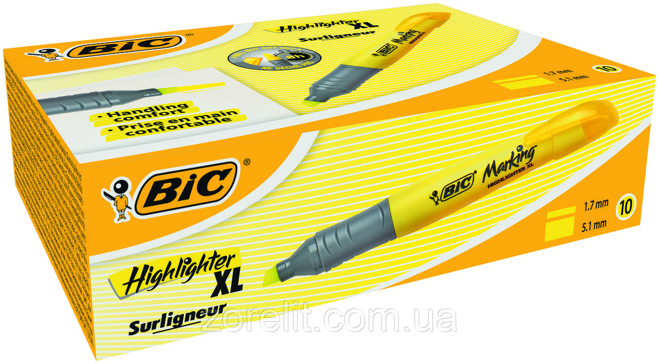 Текстовый маркер Bic жолтый брайт лайнер XL