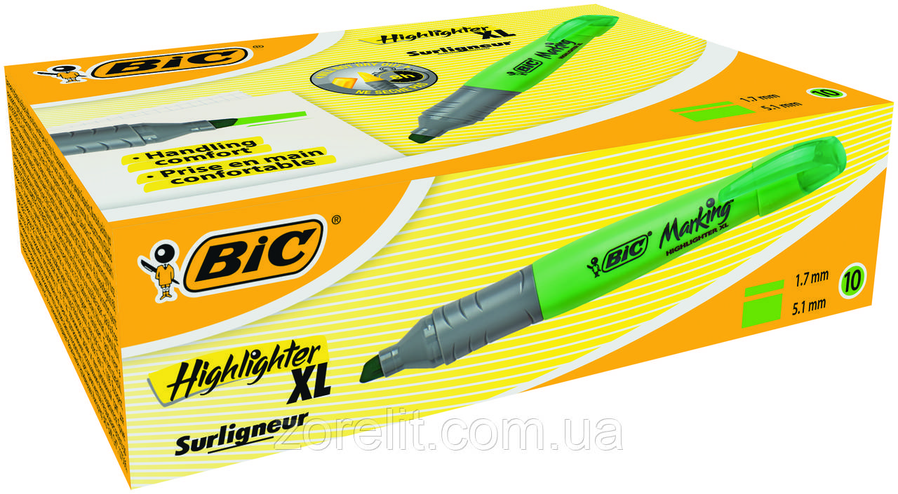 Текстовый маркер Bic зеленый брайт лайнер XL