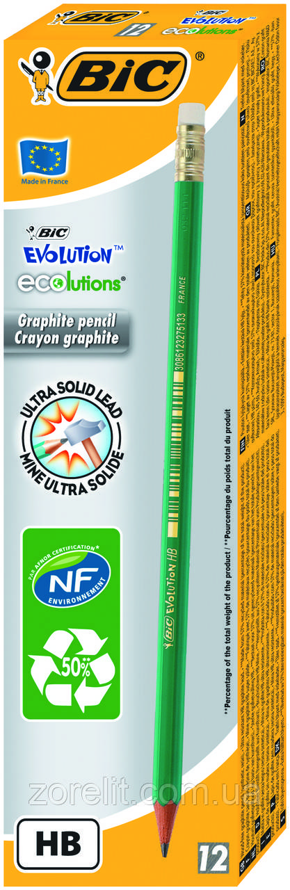 карандаши черно графитные Bic с резинкой